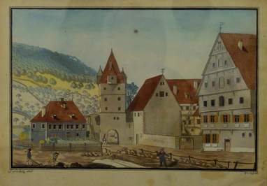 Spital mit Spitalkirche St. Leonhard von Jakob Früholz, 1810